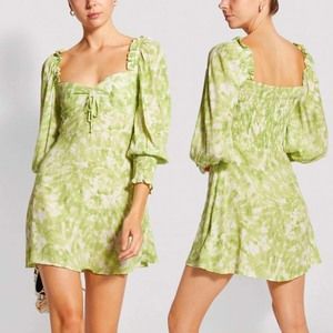Faithfull The Brand Arianne Lime Roos Tie Dye Mini Dress Size 6